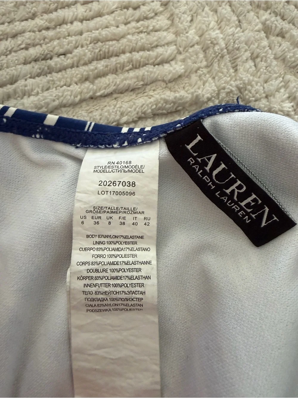 Ralph Lauren Blue and White Striped Halter Bikini Top